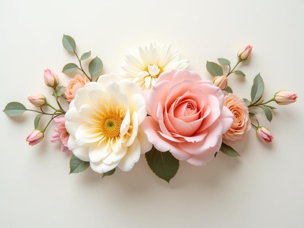 Elegant floral arrangement in soft pastel colors