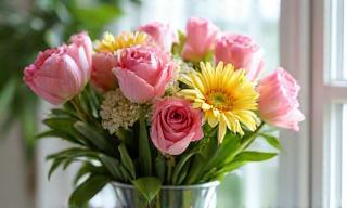 A vase of fresh flowers in a home setting